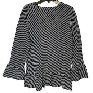 Ann Taylor Black White Bell Sleeve Career Peplum Knit Top Pullover Sweater Med‎